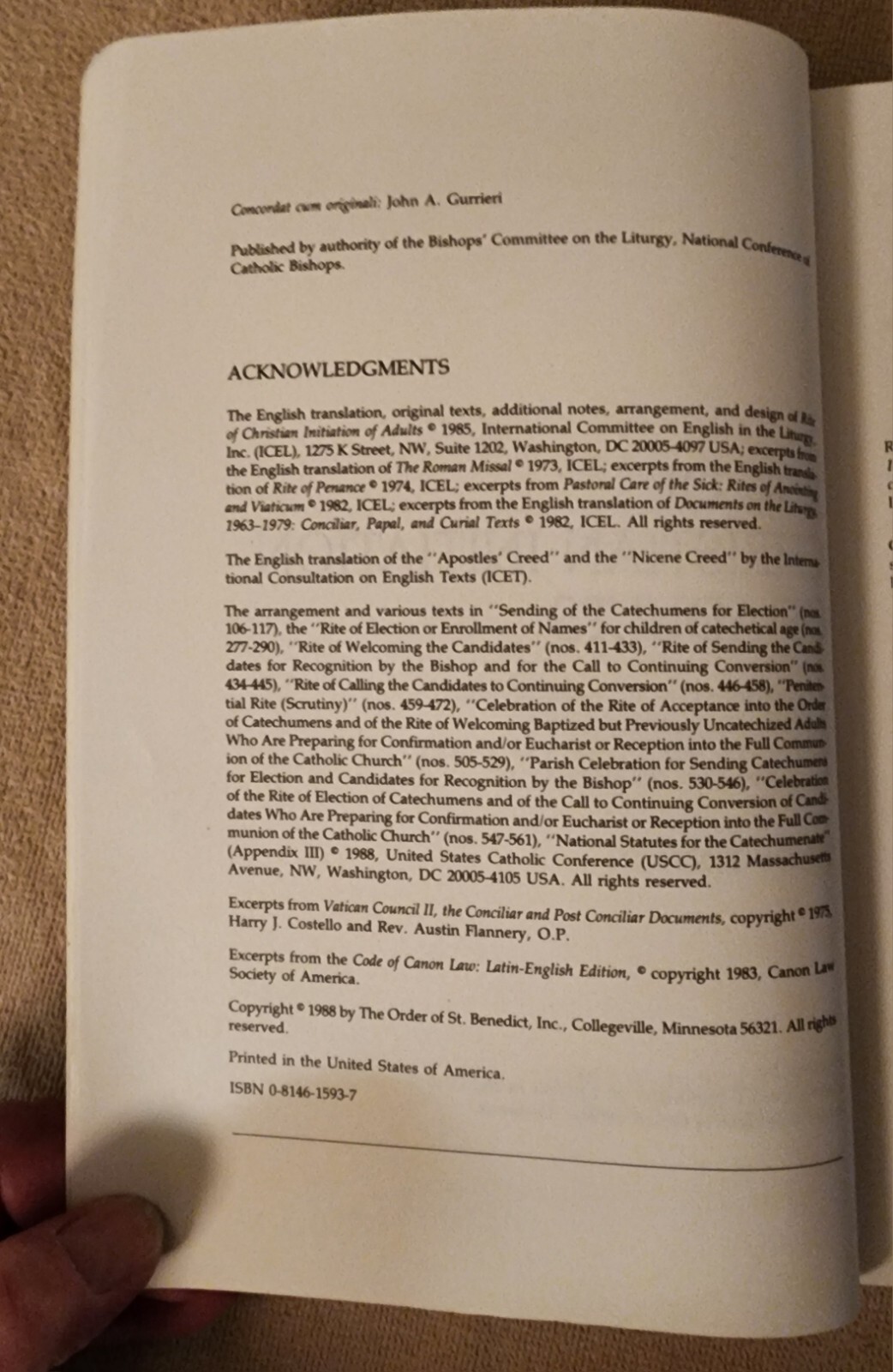 Rite of Christian Initiation of Adults RCIA Study Edition 1988 Liturgical Press