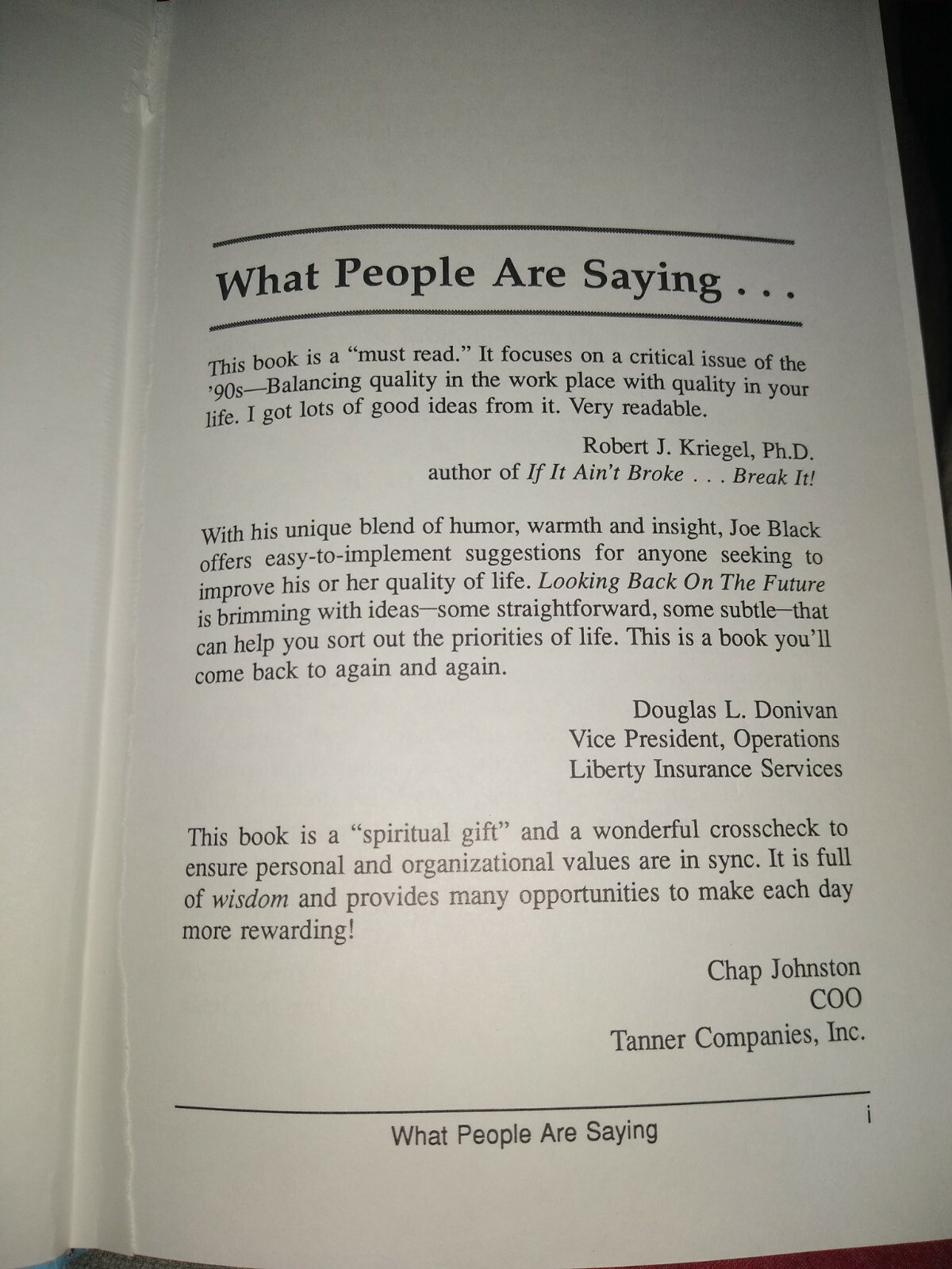 Looking Back on the Future: Building a Quality Foundation – Hardcover – verygood