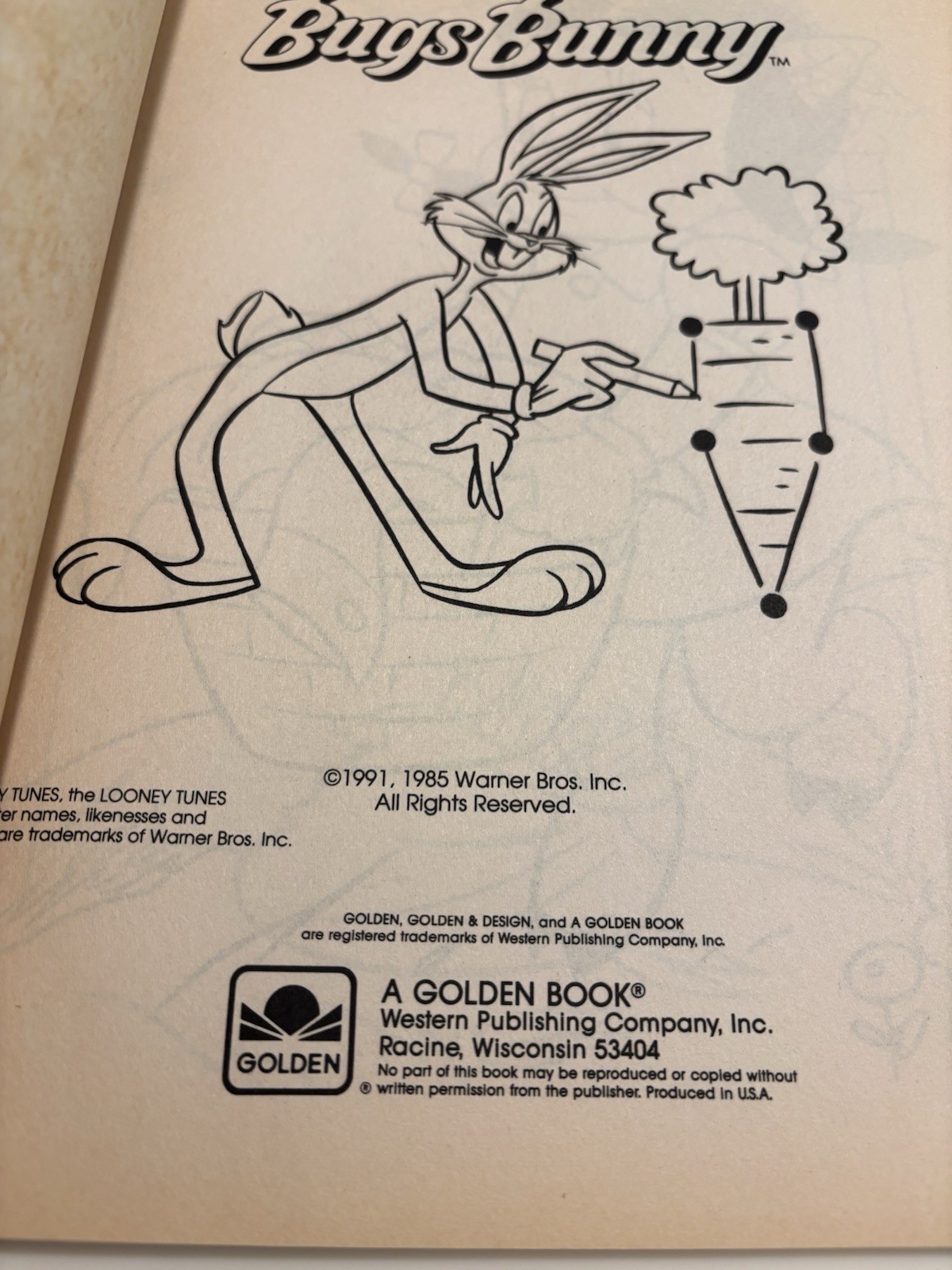 VINTAGE Looney Tunes Bugs Bunny Golden Books Coloring Color Dot Book 90s NEW