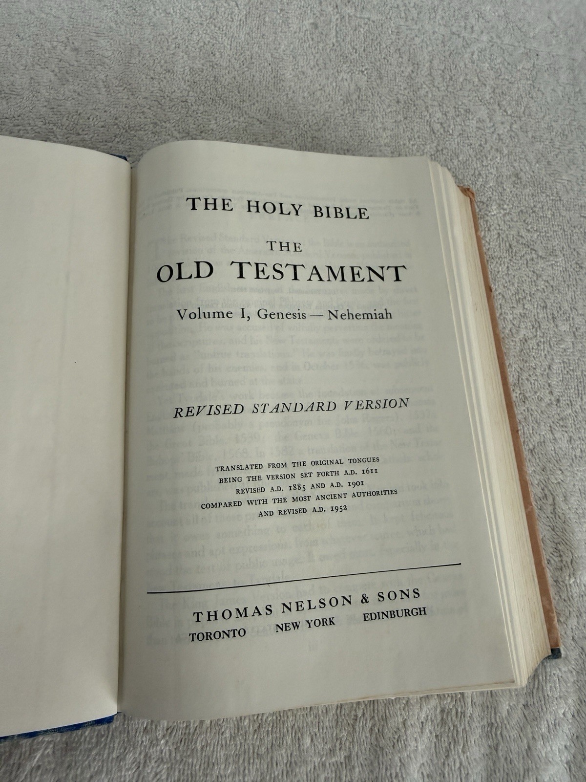 Revised Standard Version of the Old Testament Volume 1