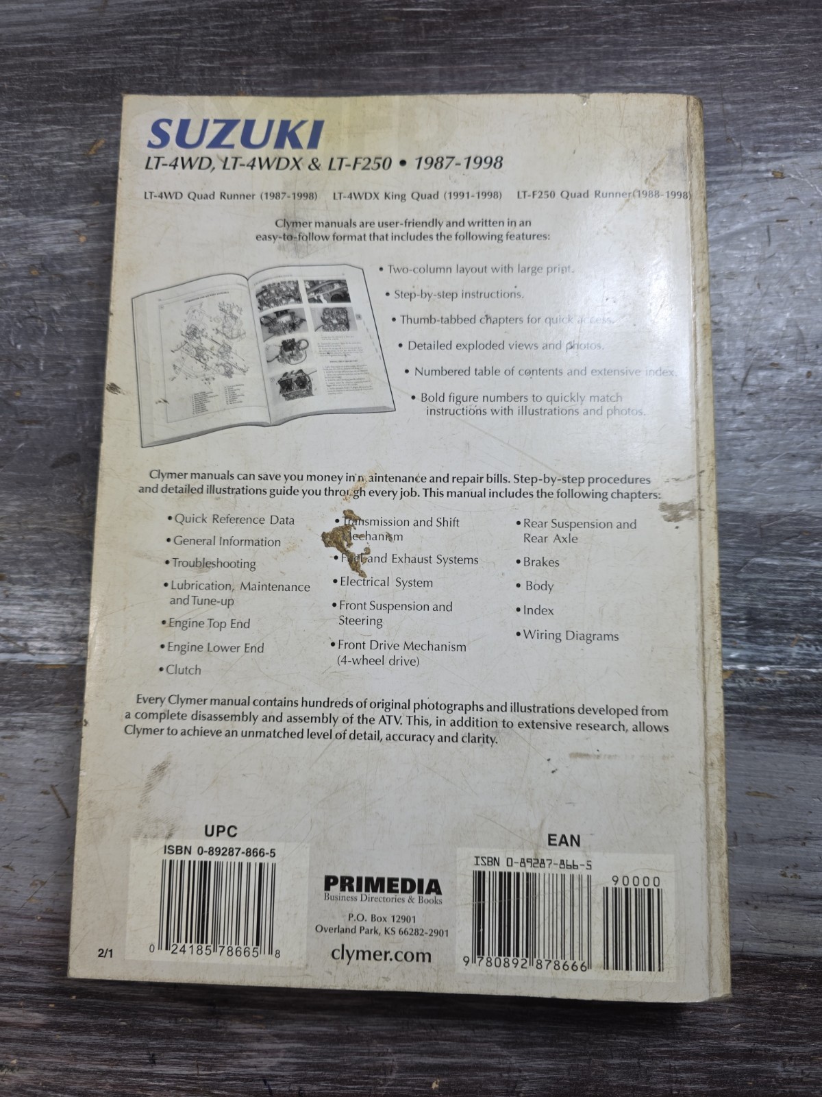 CLYMER Service Repair Manual M483-2 Suzuki LT-4WD, LT-4WDX & LT-F250 1987-1998