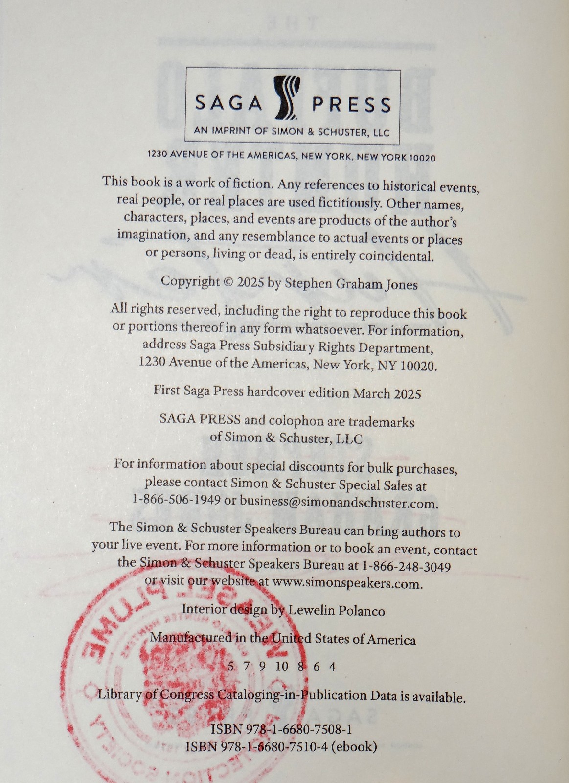 Stephen Graham Jones SIGNED STAMPED The Buffalo Hunter Hunter Hardcover 4th Prin