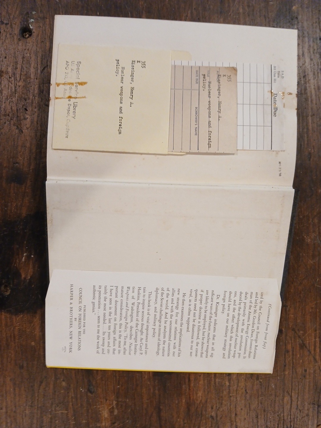 Nuclear Weapons and Foreign Policy by Henry Kissinger 1957 Third Printing