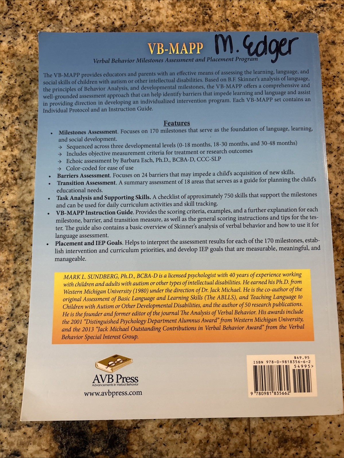 VB-MAPP Guide 2nd Edition – Mark Sundberg – Autism Verbal Behavior Assessment