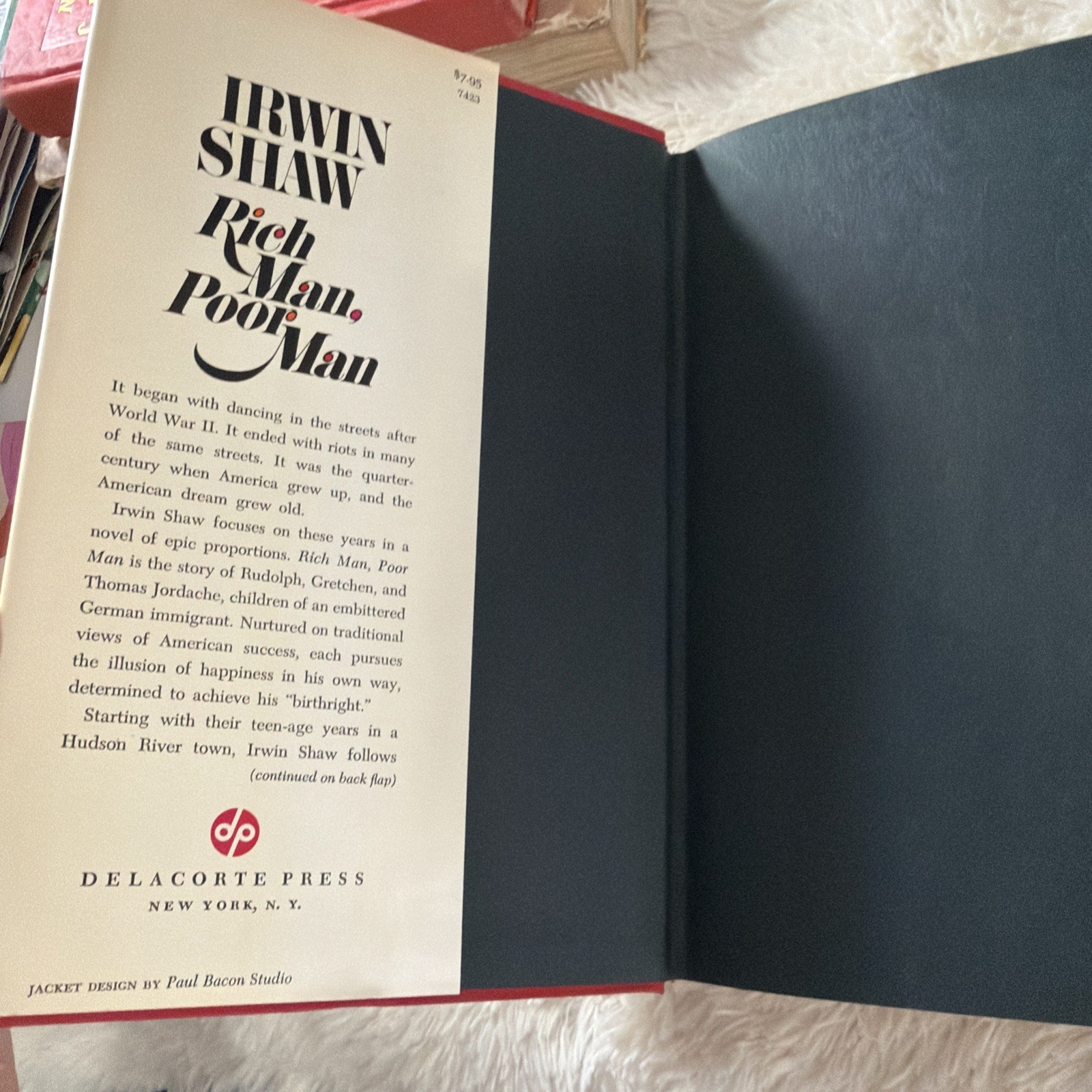 RICH MAN, POOR MAN A NOVEL 1970 IRWIN SHAW HC W/ DJ 3th Pt DELACORTE PRESS Bx1