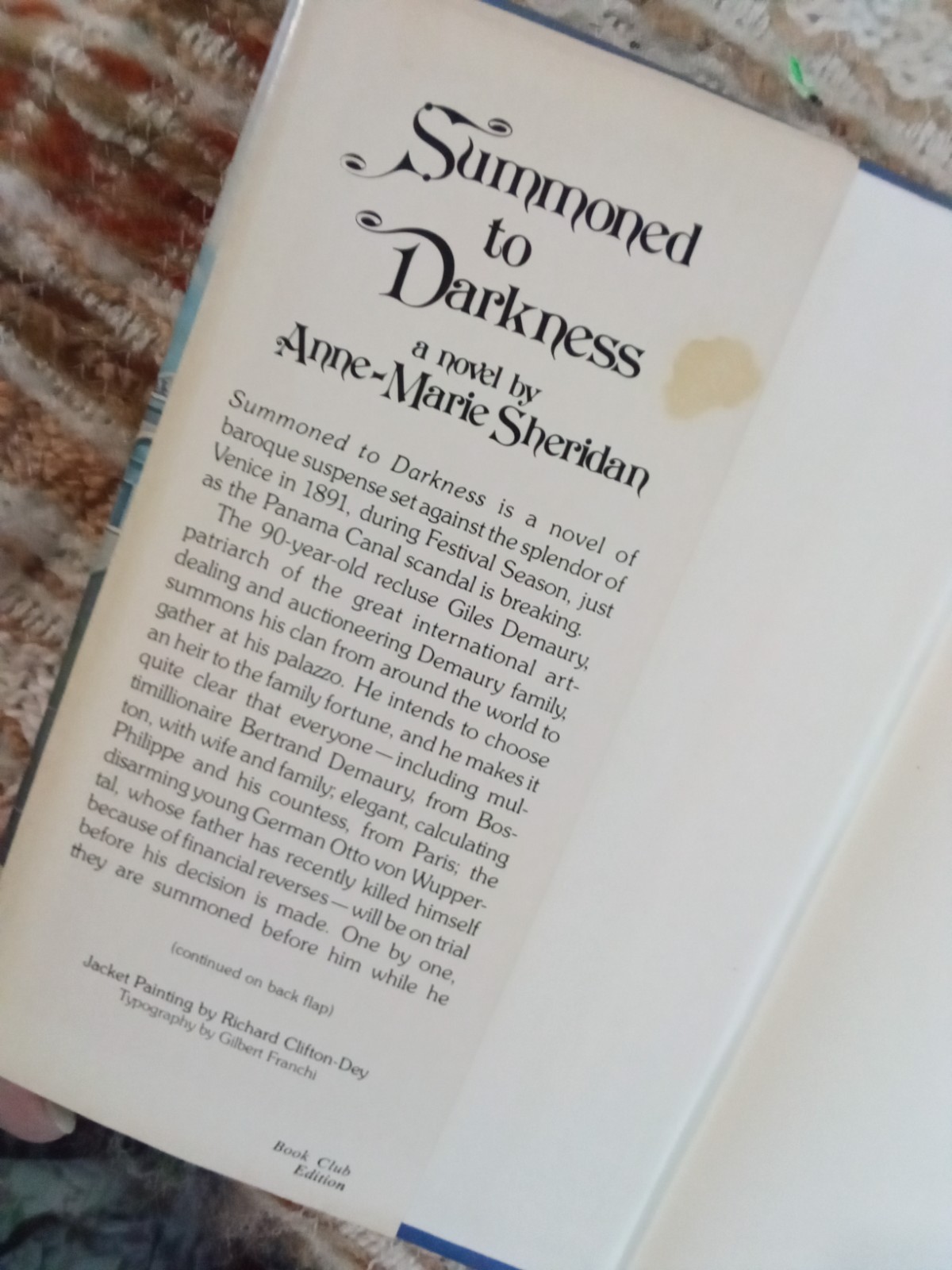 Summoned To Darkness by Anne-Marie Sheridan (1978, HCDJ) book club ed