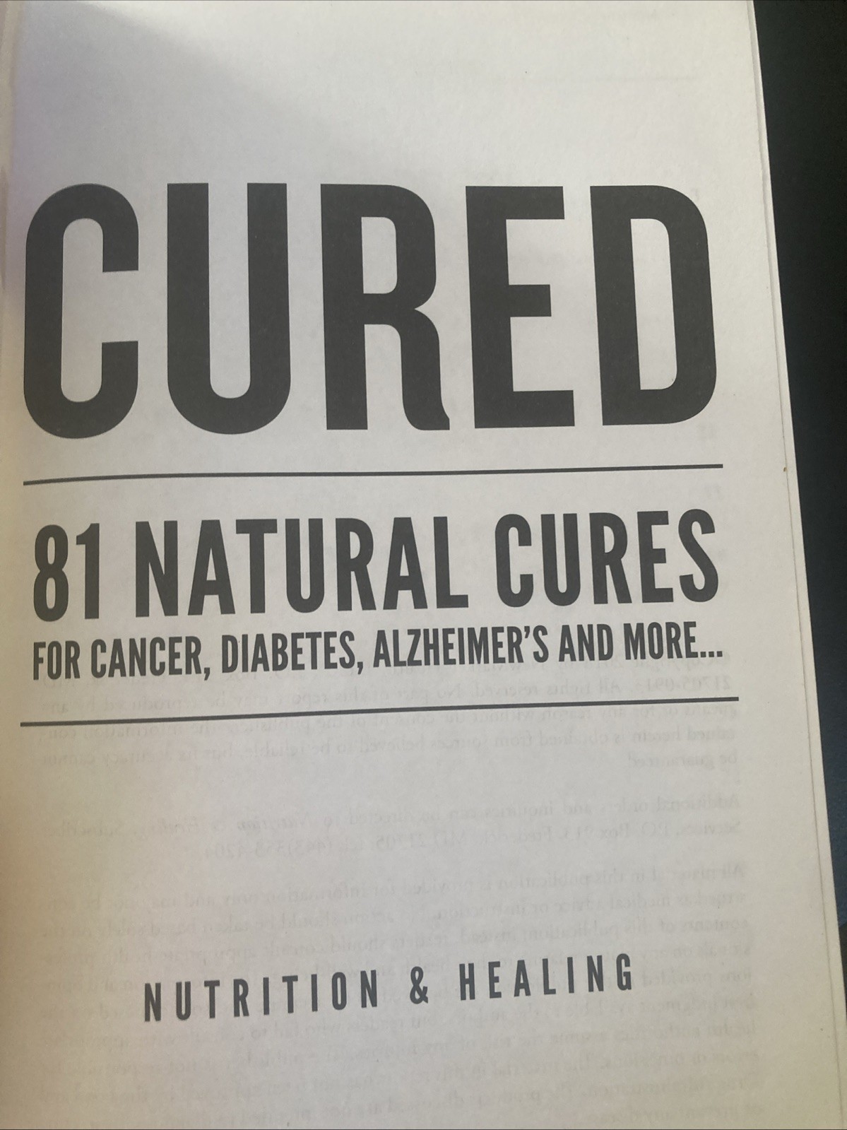 Nutrition and Healing Cured 81 Natural Cures Softcover Book 2018