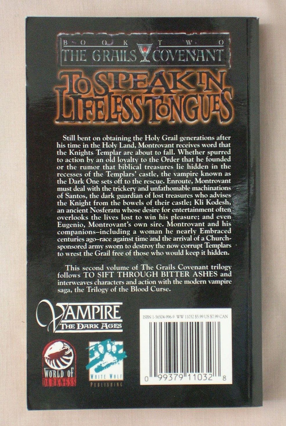 1st Ed TO SPEAK IN LIFELESS TONGUES David Niall Wilson GRAILS COVENANT VAMPIRE