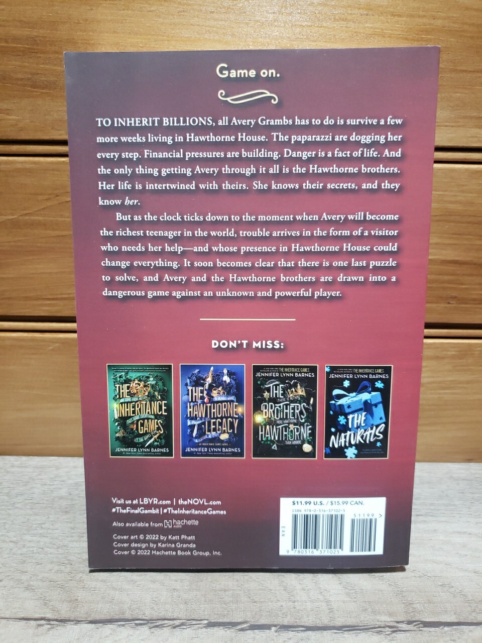 The Final Gambit -The Inheritance Games Novel – Jennifer Lynn Barnes PB VG