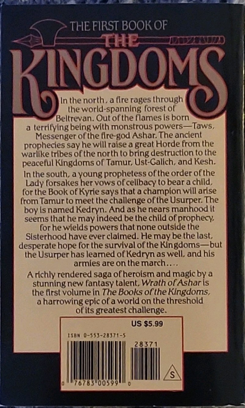 Wrath of Ashar – Angus Wells First Book of The Kingdoms (1990, Bantam, VG)