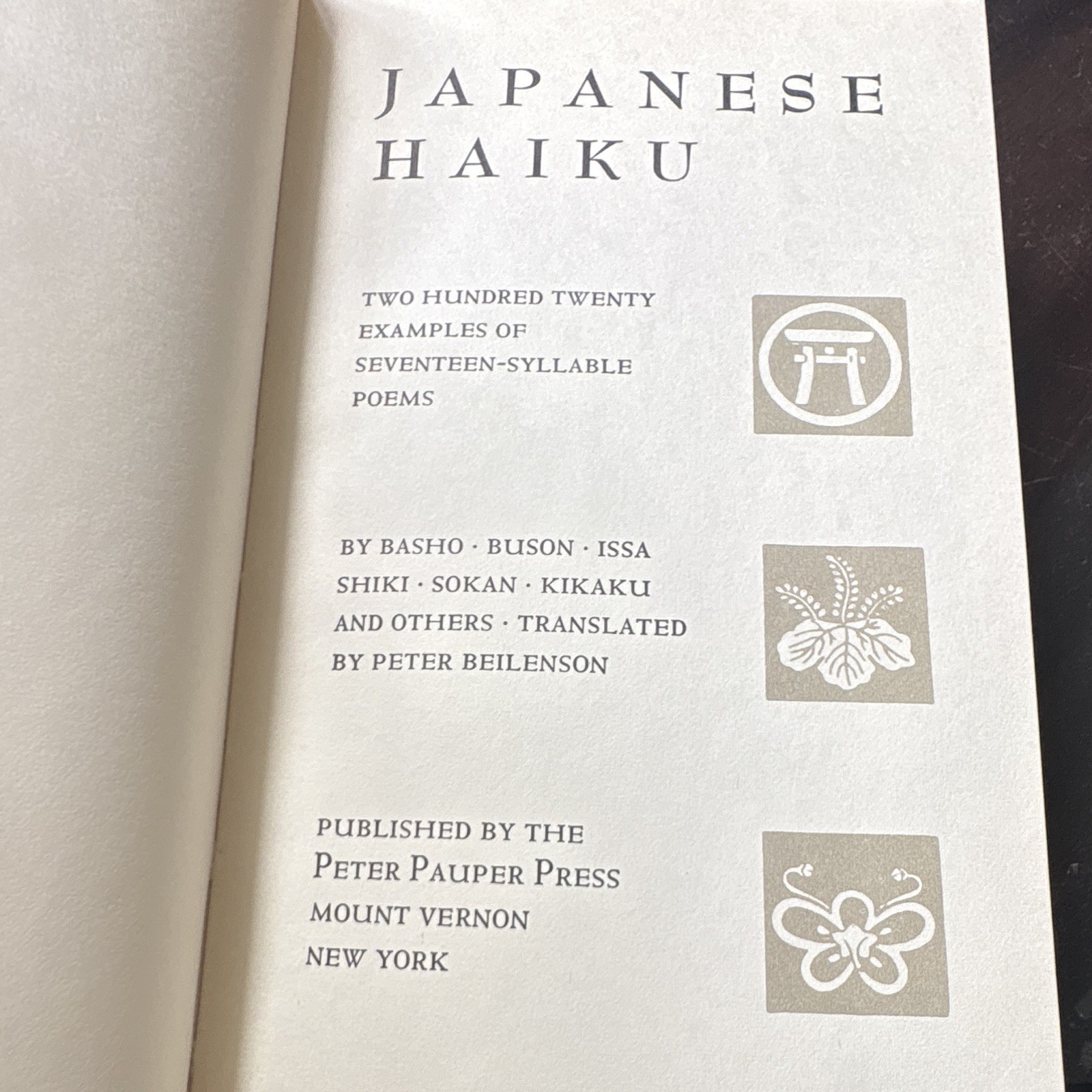 Peter Pauper Press Japanese Haiku Peter Beilenson 1955 HC Illustrated