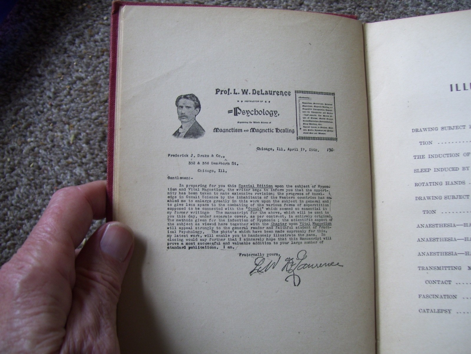 …PRACTICAL LESSONS IN HYPNOTISM AND MAGNETISM..DE LAURENCE, FIRST ED. 1902