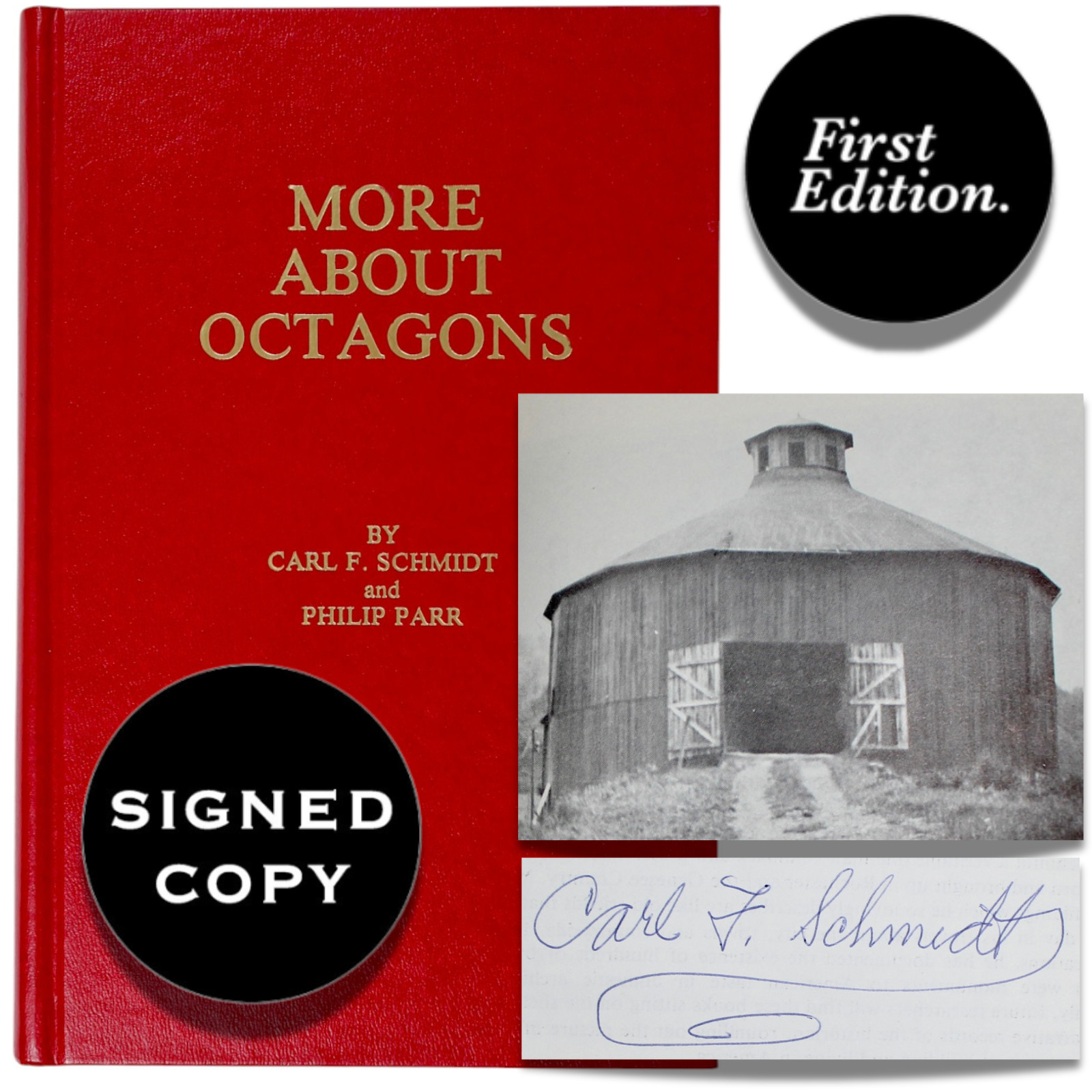 ARCHITECTURE OCTAGON HOUSES Signed Carl F Schmidt NY PA US Barns Plans Round