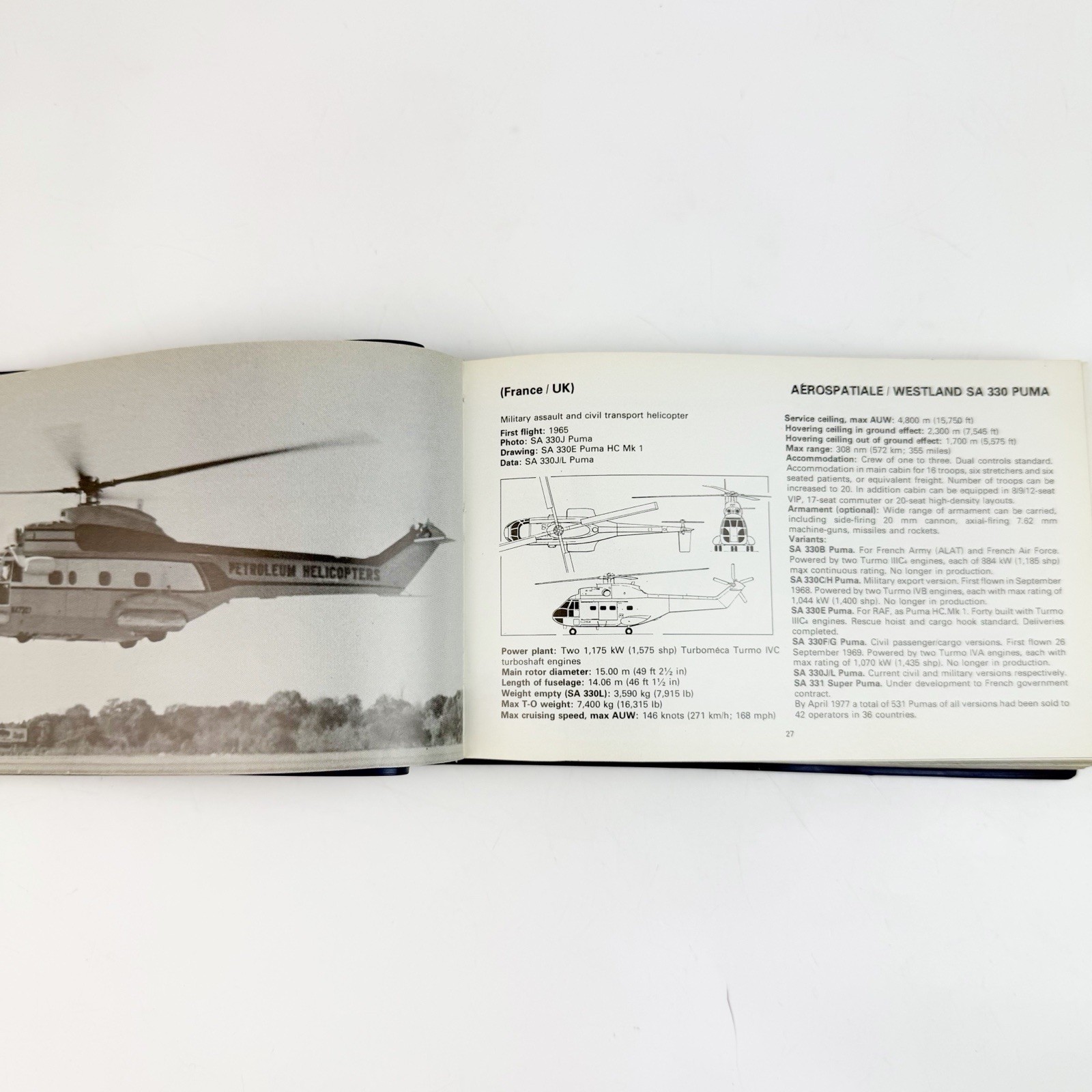 Jane’s Pocket Book of 20 Helicopters 1978 1st ed John Michael Taylor Aviation