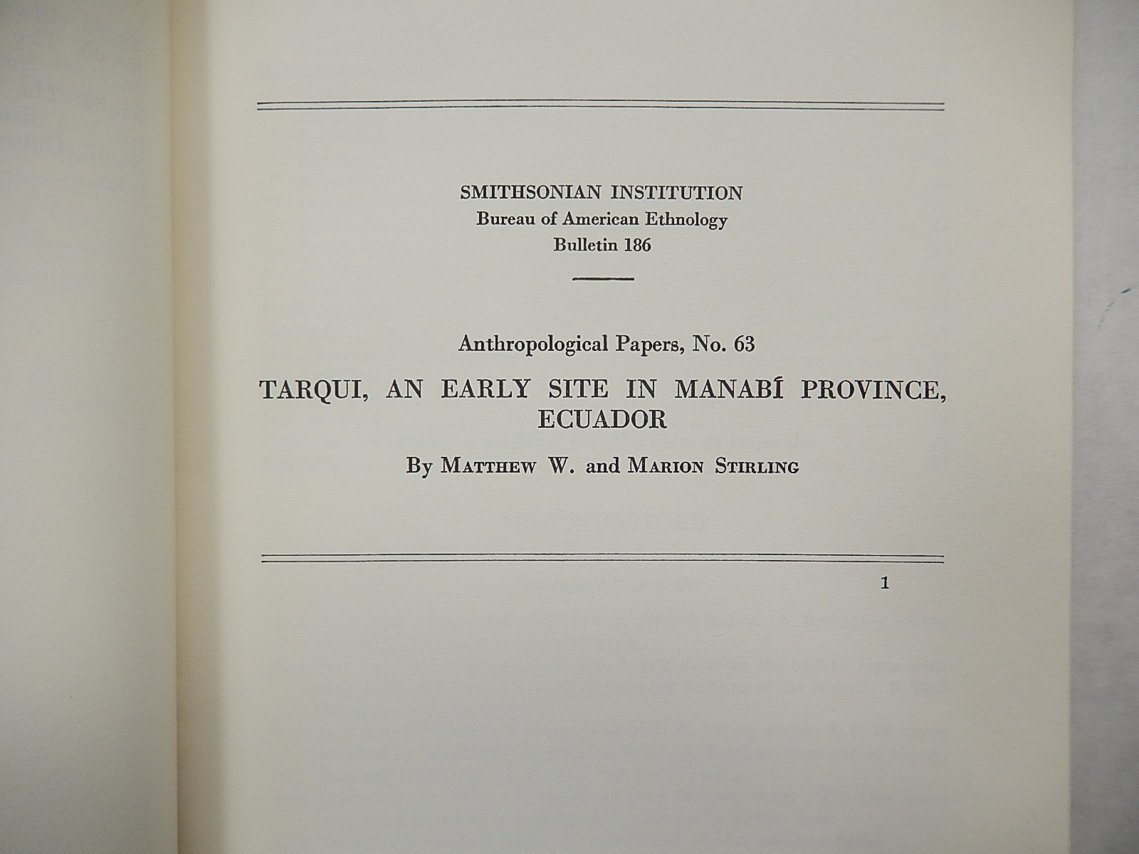 Smithsonian American Ethnology, Anthropological #s 63-67, Ecuador