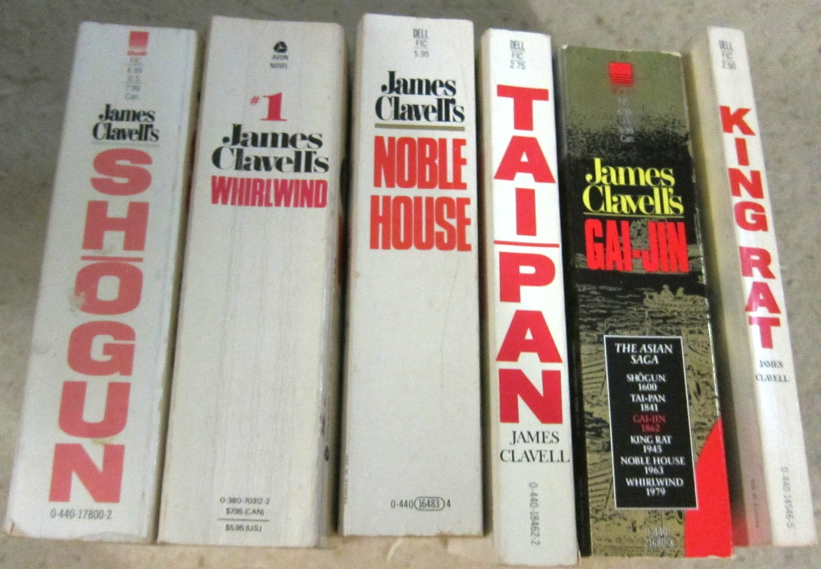 James Clavell book lot- 6 Asian Saga novels- Shogun, Tai Pan, Gai-Jin, Whirlwind