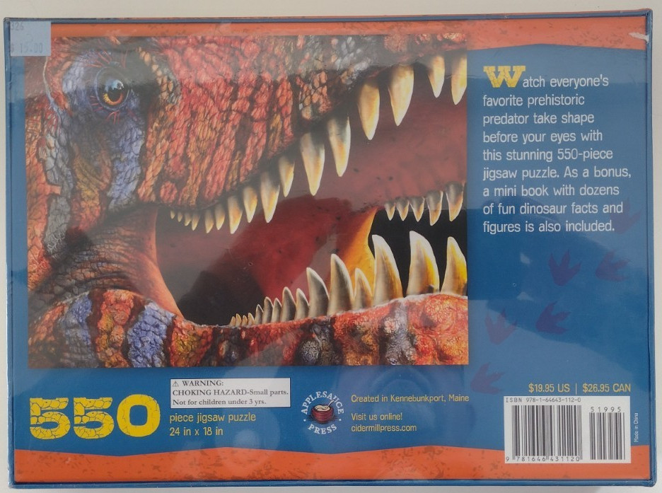 Dinosaur T-Rex Puzzle 550 pcs 18×24 NIB Sealed + 48 page T-Rex Handbook