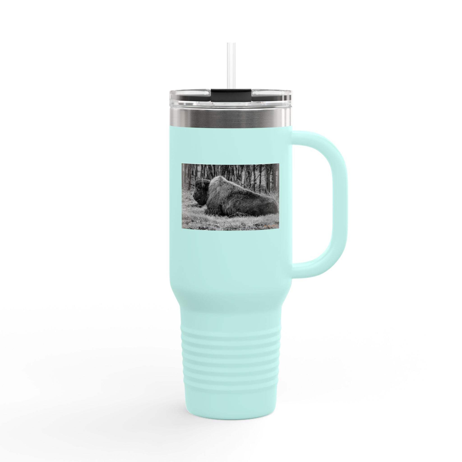 Wildlife-Inspired Insulated Travel Mug – 40oz with Bison Design