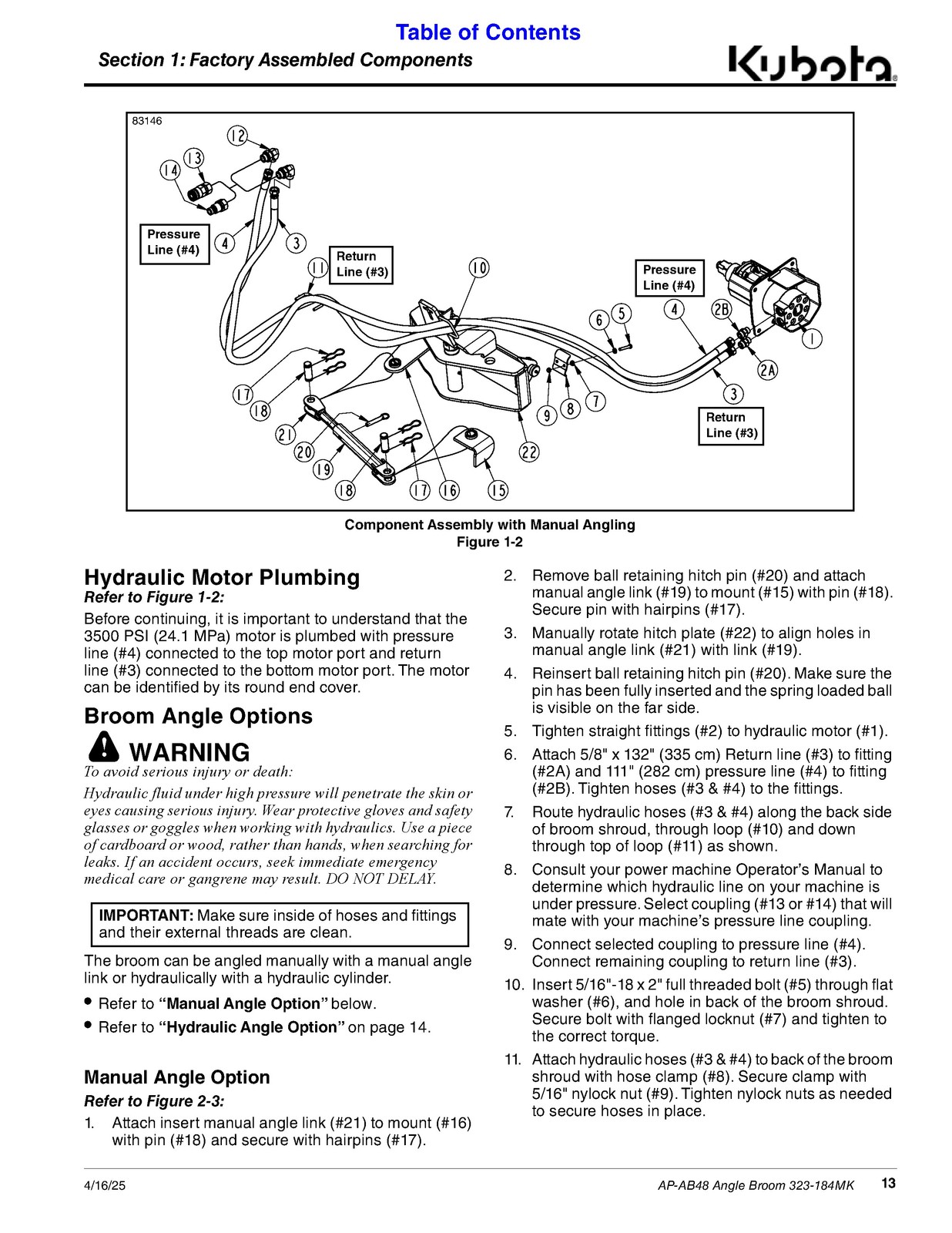 LAND PRIDE AB48 Angle Broom Operators Manual – STEEL WIRE BOUND – TOUGH COVERS