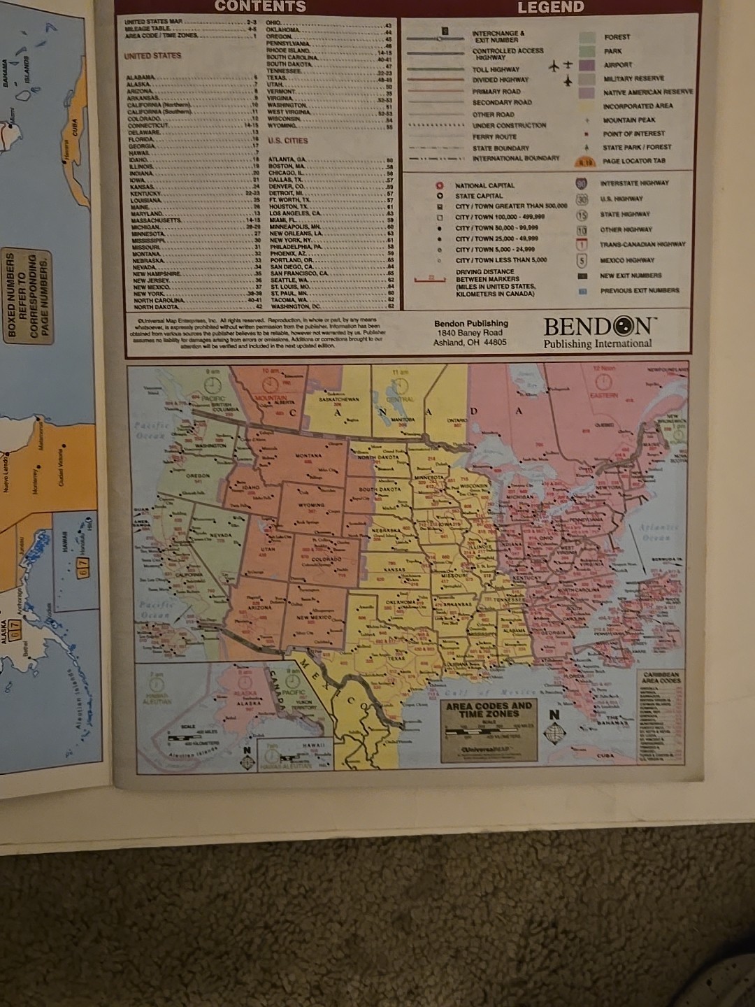 United States Road Atlas Book Page City Indexes Bendon Publishing Pre-owned