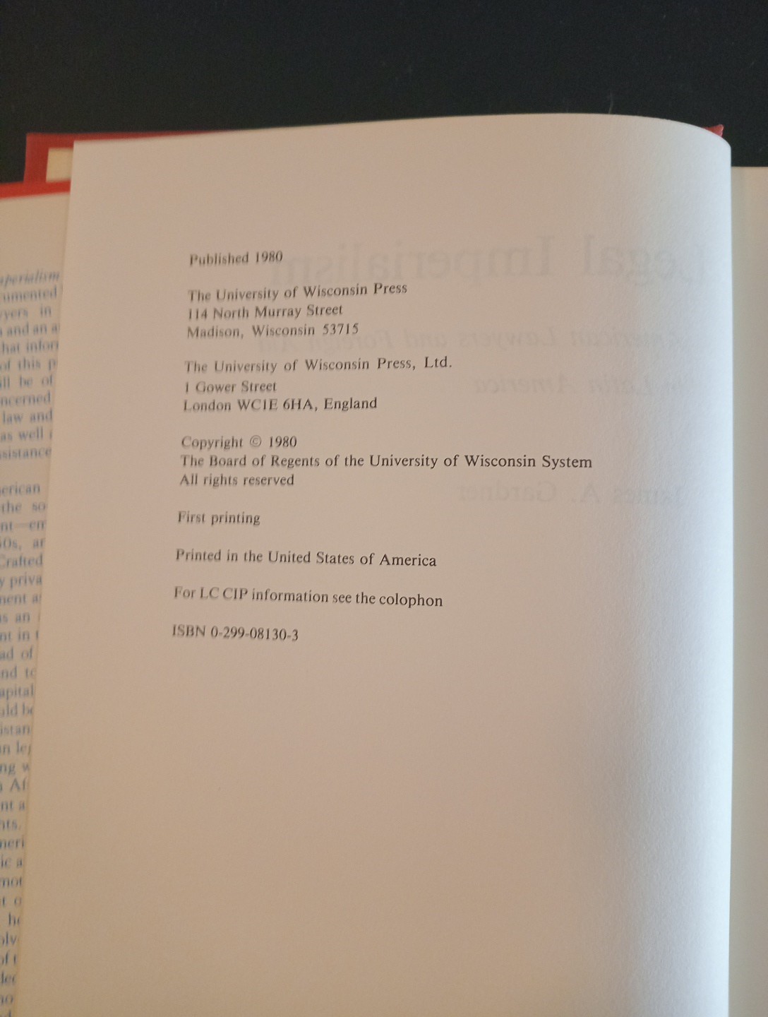 Legal Imperialism: American Lawyers and Foreign Aid in Latin America 1st Printng
