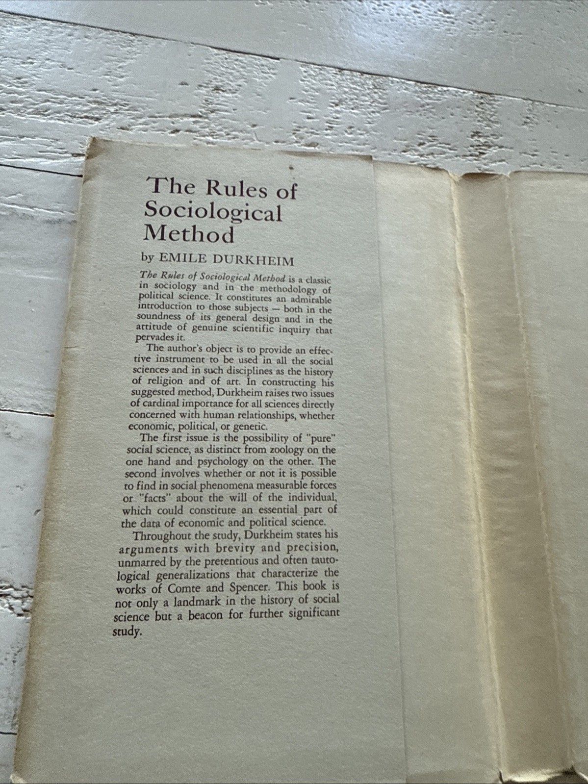 The Rules of Sociological Method by Emile Durkheim 1962 HC Free Press Edition