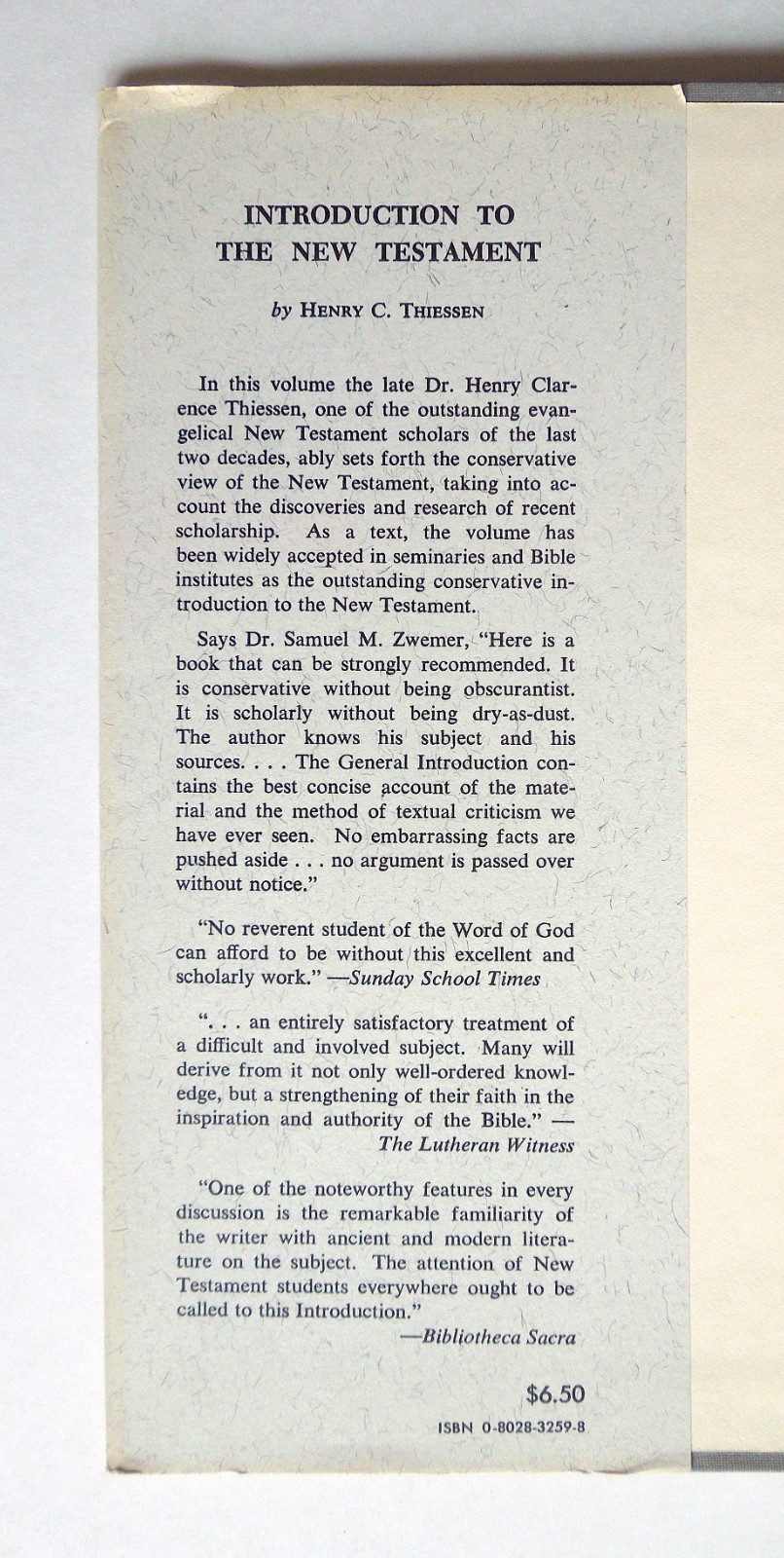 Introduction to the New Testament – H.C. Thiessen, 1973 hc, Wm. B. Eerdmans Pub.