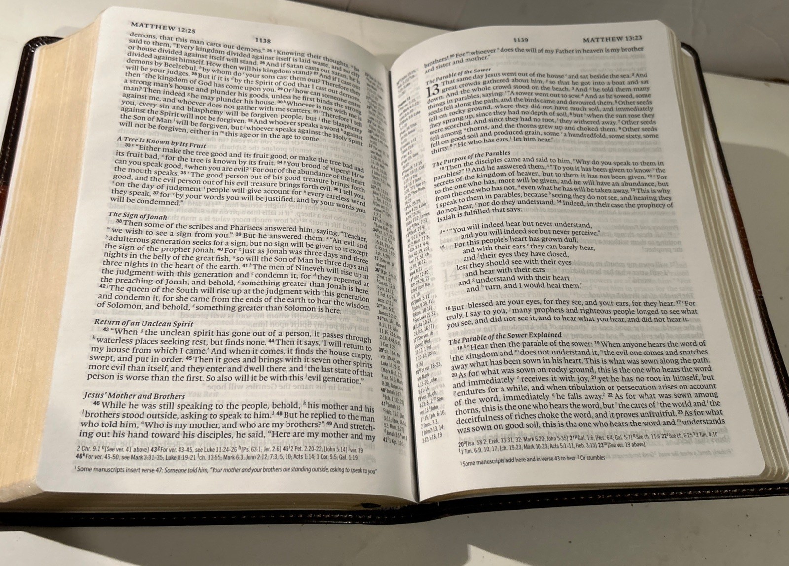 ESV Personal Reference Holy Bible Brown Tan Tru-Tone Single Column Side Ref.