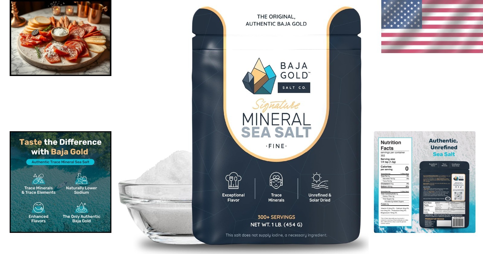 Authentic Baja Sea Salt – 300+ Servings of Natural Flavor – Resealable 1 lb. Bag