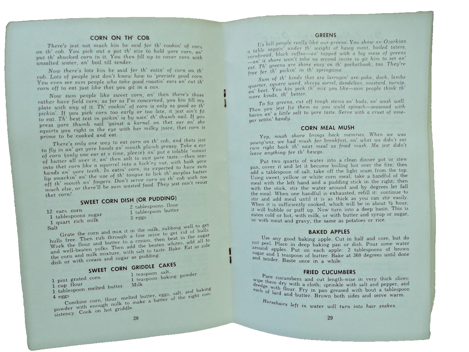 MA’S COOKIN’ 1986 HILLBILLY COOK BOOK MOUNTAIN RECIPES 56 PAGES BODEGA BAY CAL.