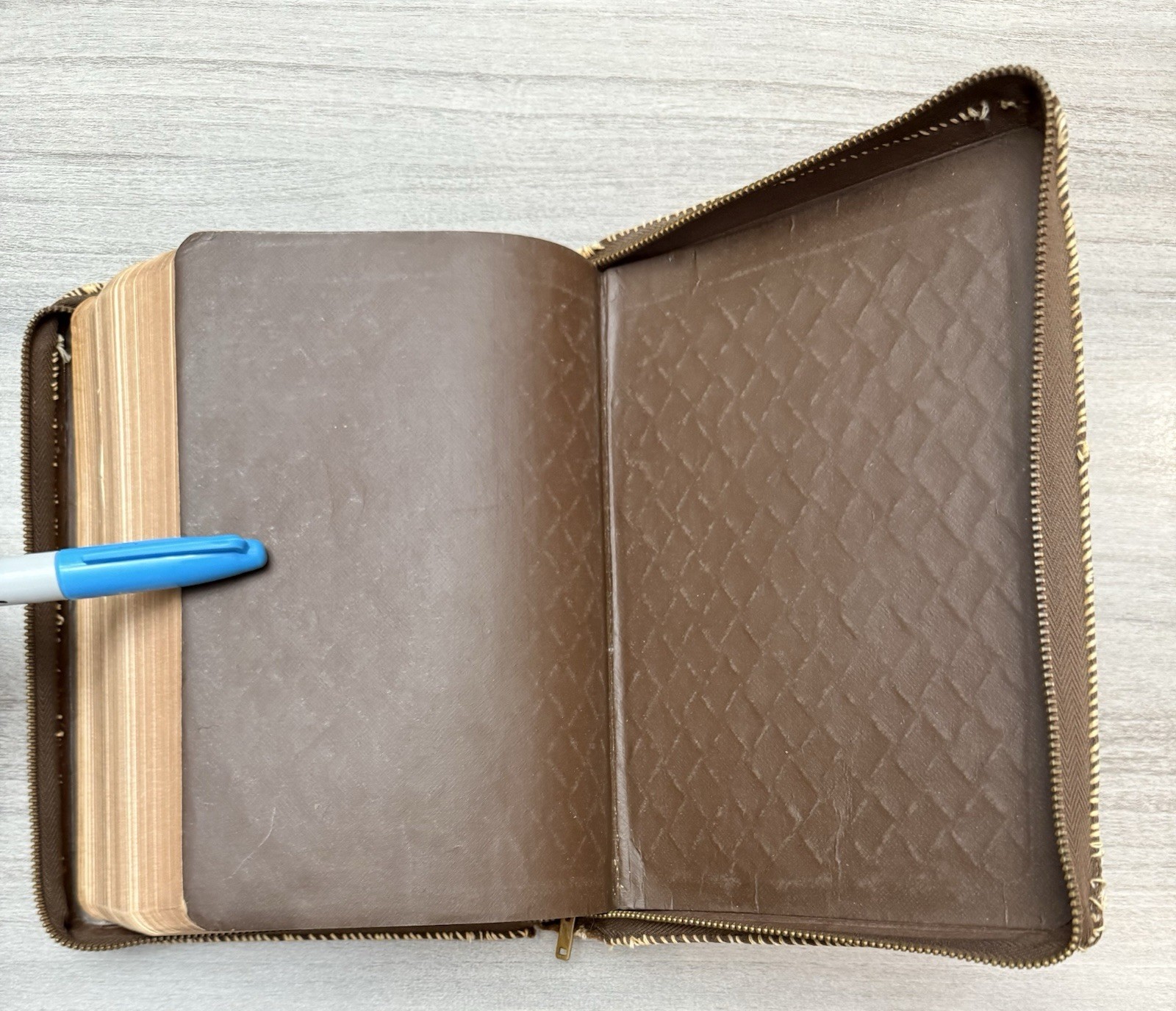 Oxford KJV Bible Brown Basketweave LEATHER Zipper; 1948; Red Letter; Illustrated