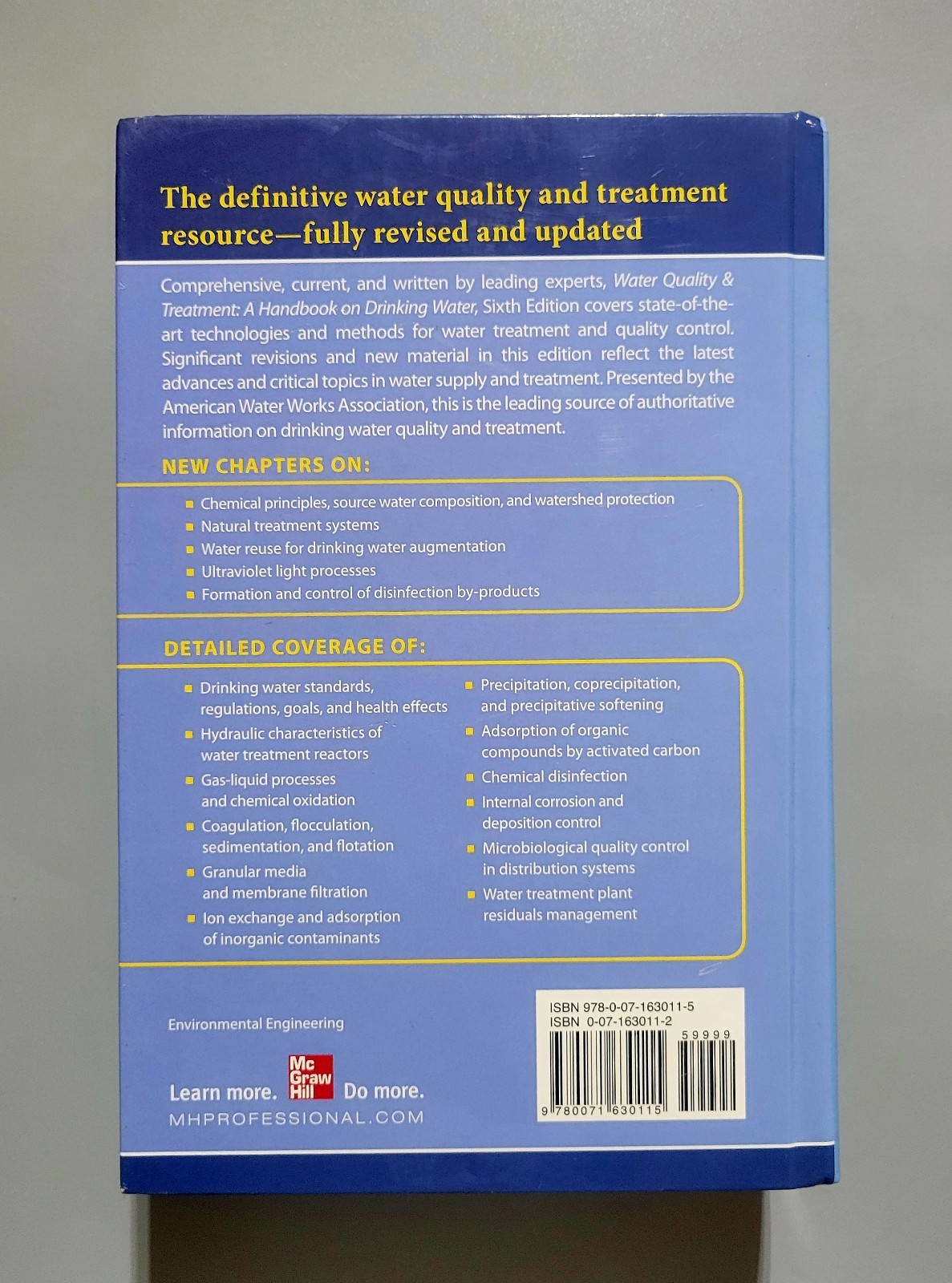 Water Quality & Treatment: A Handbook on Drinking Water 6th ed. – HC – VG