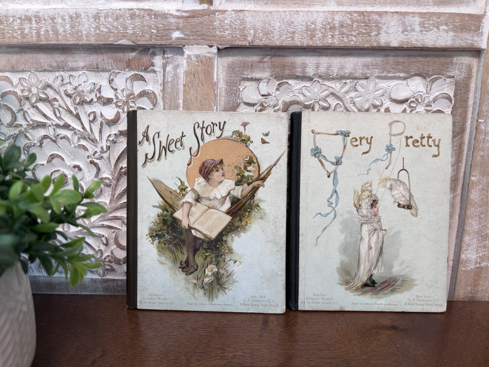 Two Antique Books by Ernest Nister at Nuremberg “A Sweet Story & Very Pretty”
