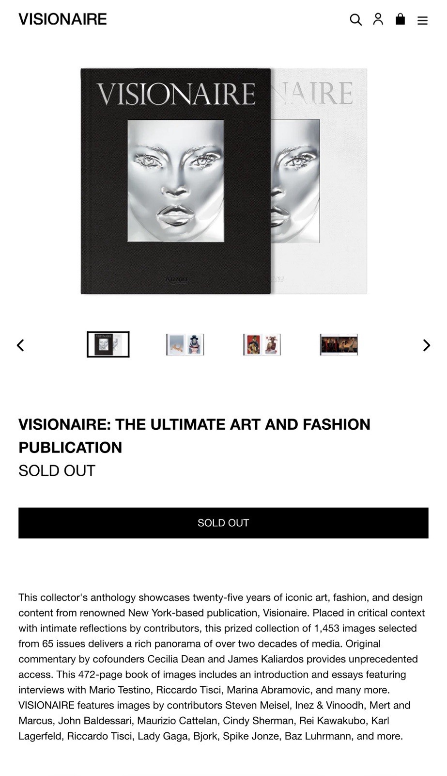 Visionaire Experiences in Art and Fashion (James Kaliardos Cecilia Dean) NWT OOP