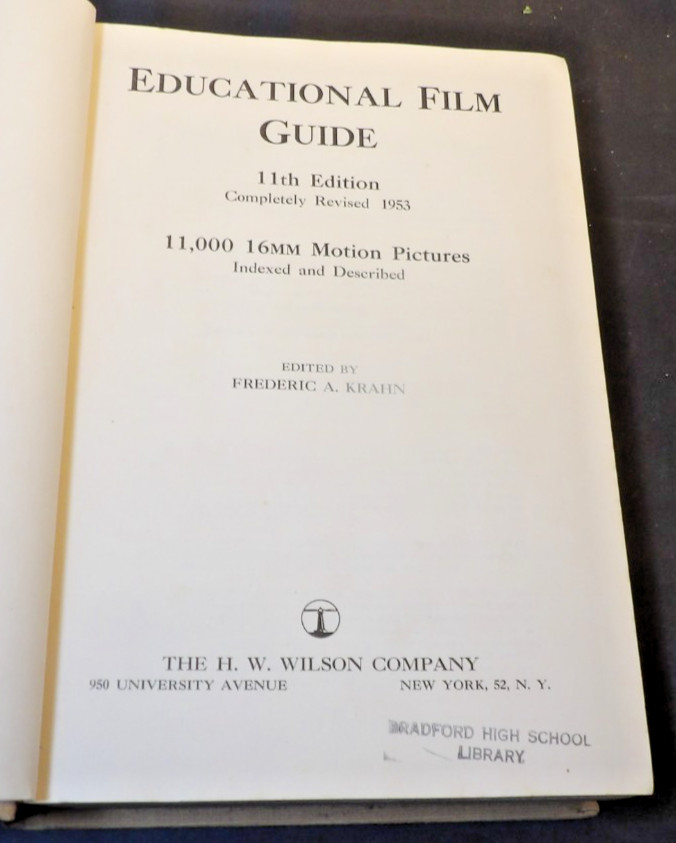 Scarce 1953 Educational Film Guide-Record of 11,000 Educational Films Archived