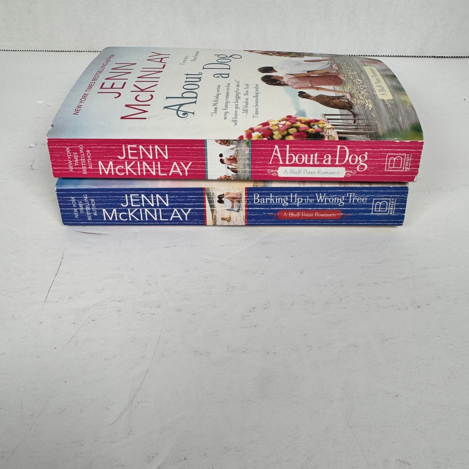 Jenn McKinlay ABOUT A DOG & BARKING UP THE WRONG TREE Bluff Point Romance Lot