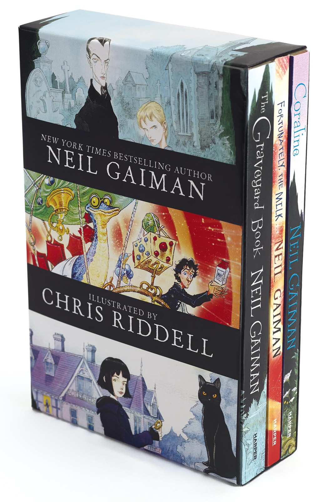 Neil Gaiman/Chris Riddell 3-Book Box Set: Coraline; The Graveyard Book; Fort…