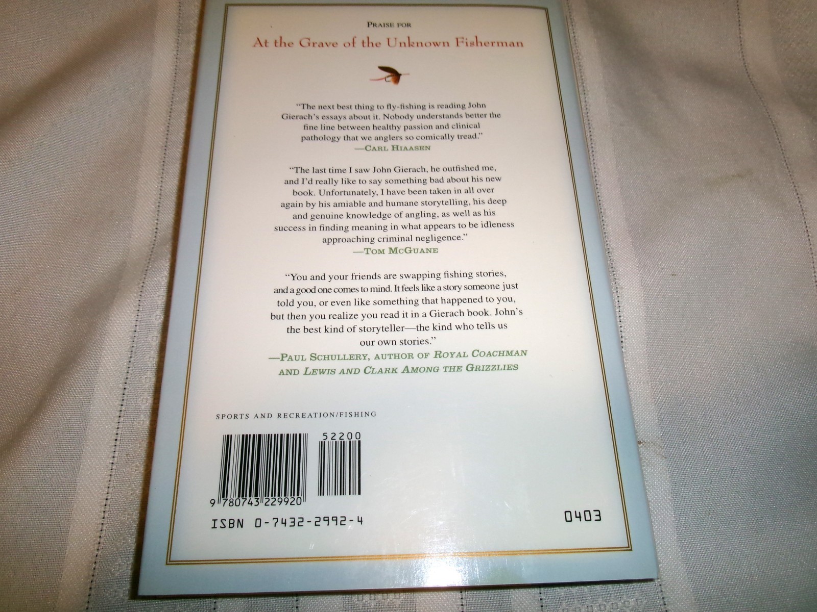 At The Grave Of The Unknown Fisherman by John Gierach 2003 Signed First Edition