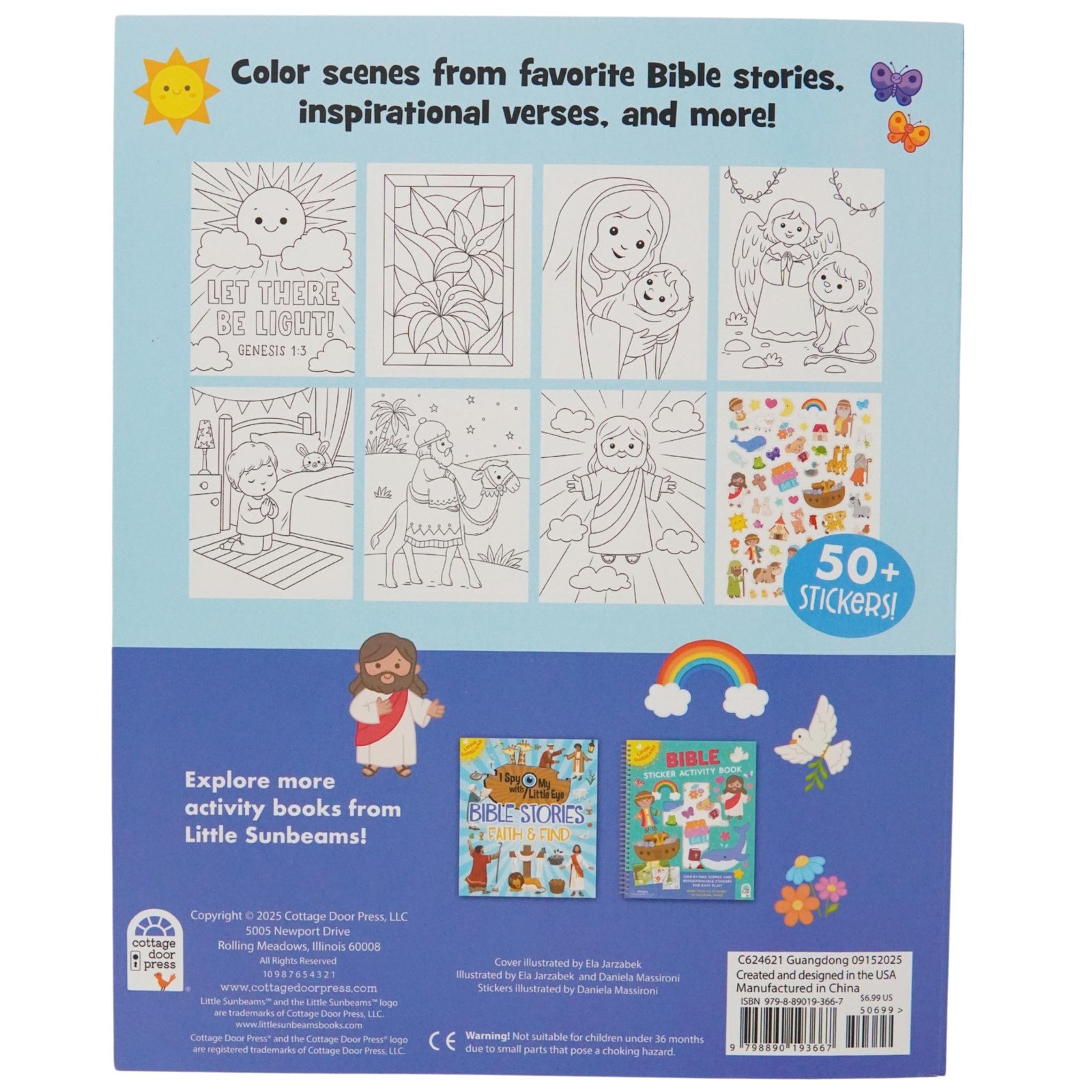 Bible Coloring Book With Stickers (Little Sunbeams) 128 Perforated Pull Out