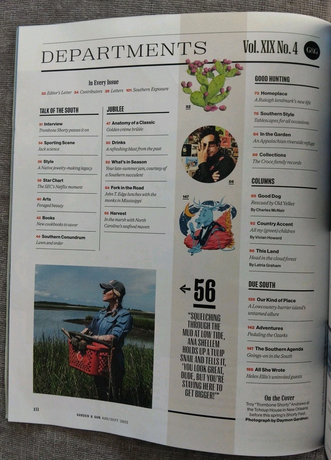 Garden & Gun Magazine August September 2025 Best Restaurants Trombone Shorty NEW