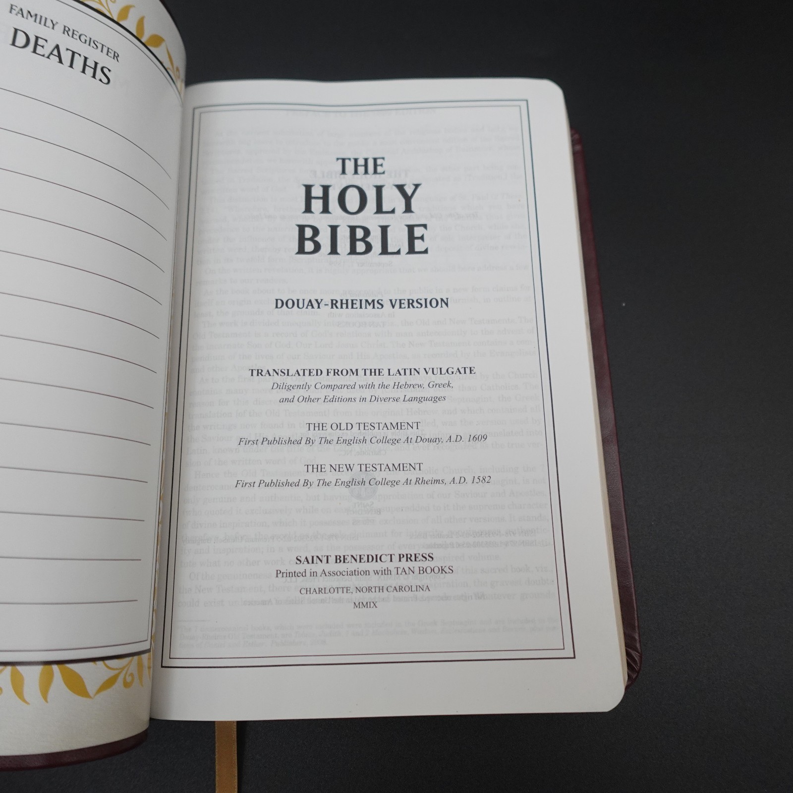 Douay Rheims Bible Burgundy Premium UltraSoft Catholic Bible St Benedict Press