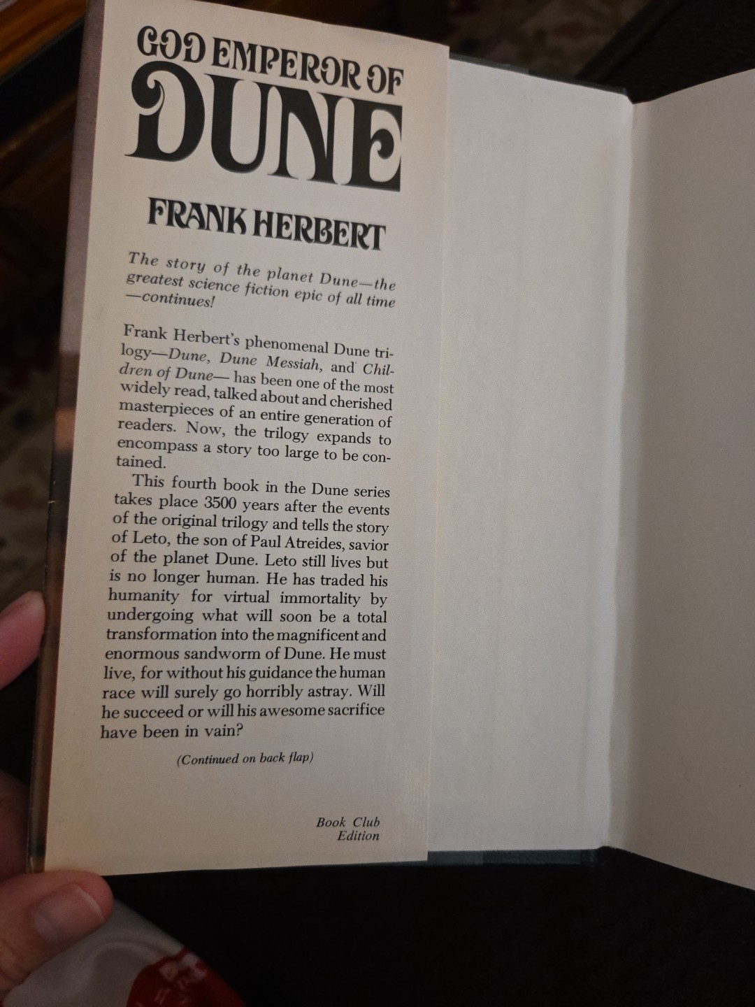 God Emperor of Dune Frank Herbert 1981 HC/DJ Book Club Edition BCE