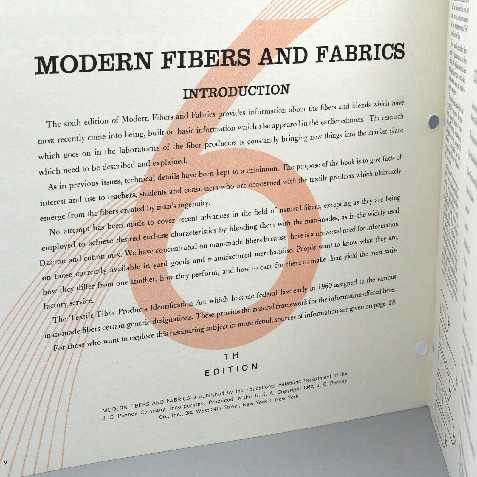 Modern Fibers and Fabrics Booklet 6th Edition 1962 JC Penney Teaching Material