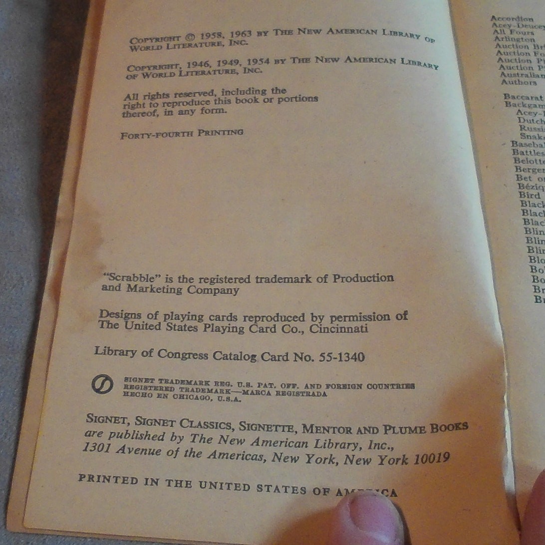 Hoyles Rules of Games Signet Paperback 1963 44th Printing Morehead/Mott-Smith