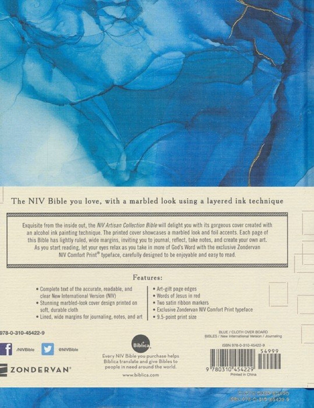 NIV Artisan Collection Bible Cloth over Board Blue BRAND NEW in Shrink Wrap!!!