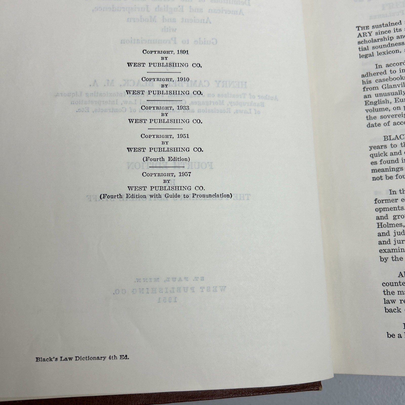 Black’s Law Dictionary De Luxe 4th Edition 1957 Guide Pronunciation Henry Black