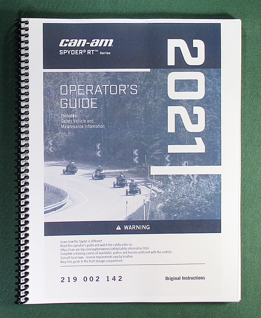2021 Can-Am Spyder RT Operator’s Manual With Protective Covers!