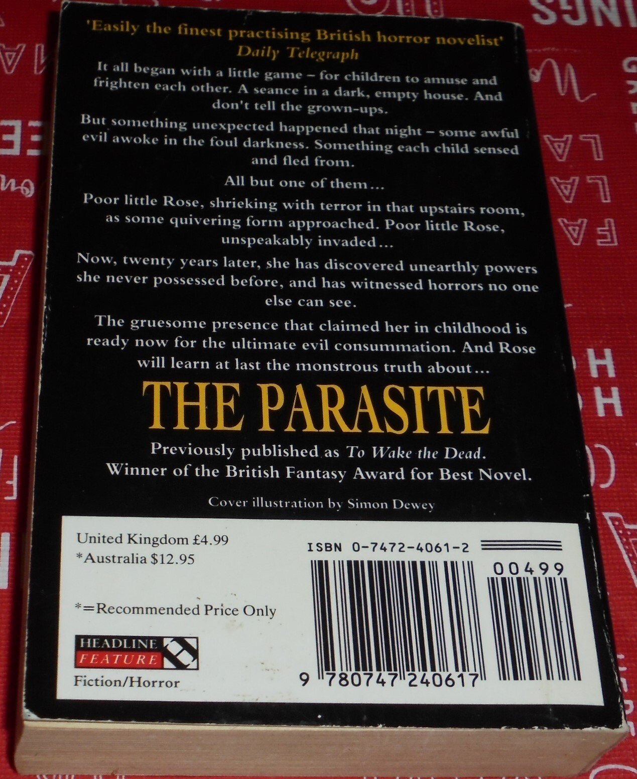 THE PARASITE BOOK BY RAMSEY CAMPBELL RARE COVER 374 PAGES 1993