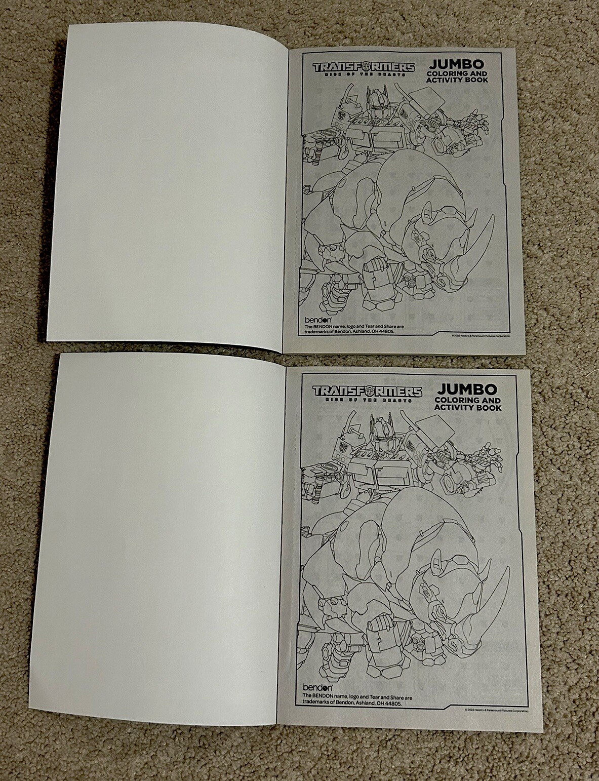 Transformers Rise Of The Beasts Jumbo Coloring&Activity Book 2 Pcs(Made In USA)