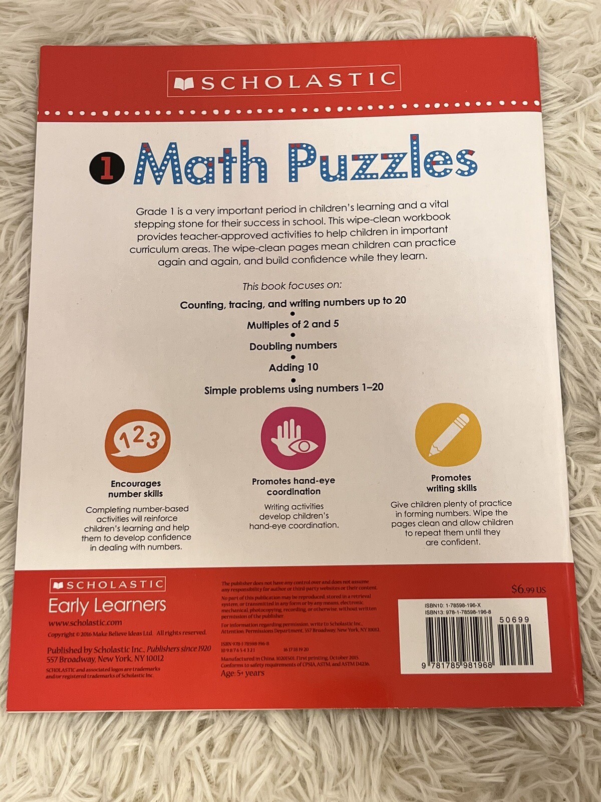 Scholastic First Grade Books Wipe Clean Math Reading Writing Spelling Puzzles 5